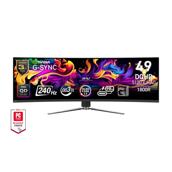 Msi monitor gaming mpg 491cqpx qd-oled ívelt 49" 5120x1440,...