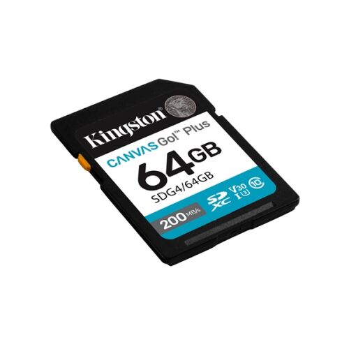 Karta pamięci Kingston Canvas Go Plus SDXC 64GB, UHS-I, U3, V30, prędkość odczytu 200MB/s