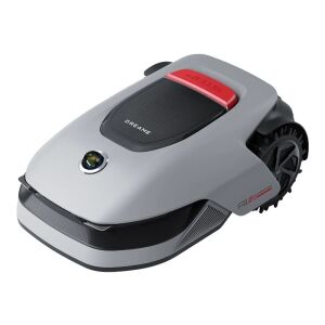 Dreame A1 Pro robotic lawnmower, grey and red, front view - Robotic lawn mower