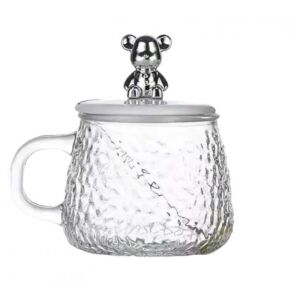 Glasbecher, Hammerschlagstruktur, mit Deckel und Löffel, 350 ml 128494787 - Ecarla