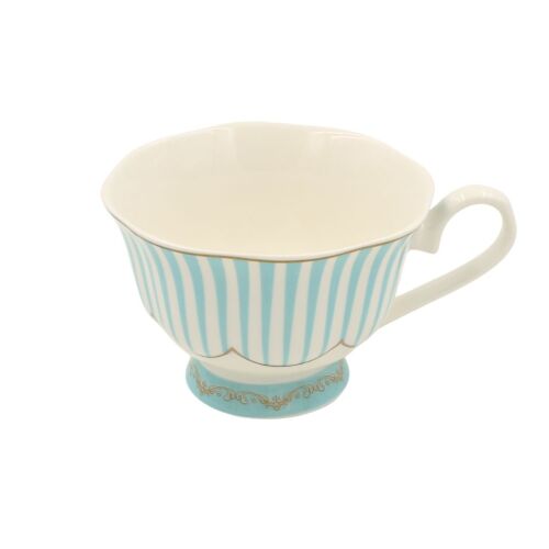 Hoff Interieur La Rose kollekció porcelán csésze, kék-fehér csíkos mintával, arany díszítéssel, 150 ml