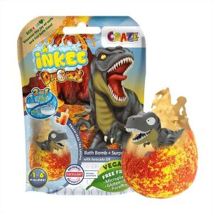 Craze Inkee vegán fürdőgolyó csomag - dínó figurával, barackos jegestea aromával