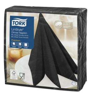 Tork szalvéta Linstyle, premium textilhatású, FEKETE, 39/1, 50db/csg, 12csg/karton 128495150 - Tork