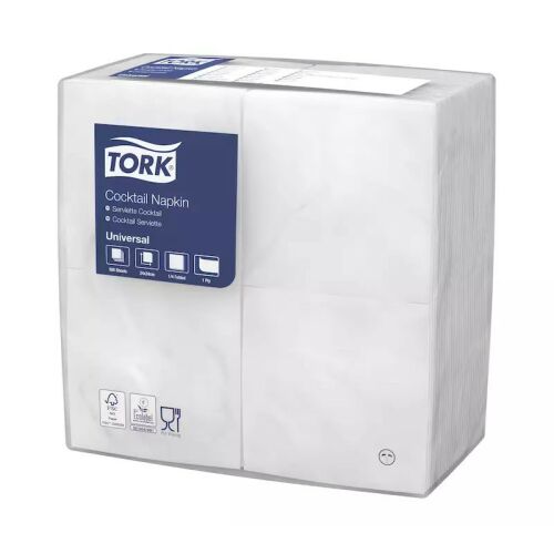 Tork szalvéta koktél, 24/1 FEHÉR, 500lap/csg, 5csg/karton 128495183