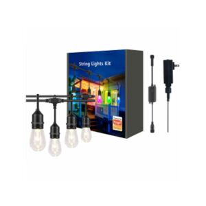 LEDISSIMO AMBIENT LIGHT 50 láb kültéri lámpafüzér, Smart Cafe festoon lámpák RGBW, fekete vezeték, 4 izzó, lámpafüzér készlet - LEDISSIMO