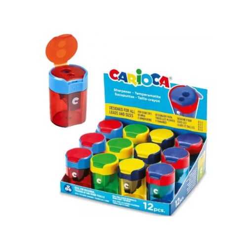 Carioca kételyukú hegyező tartállyal, többféle színben, 12 darabos csomag - Carioca