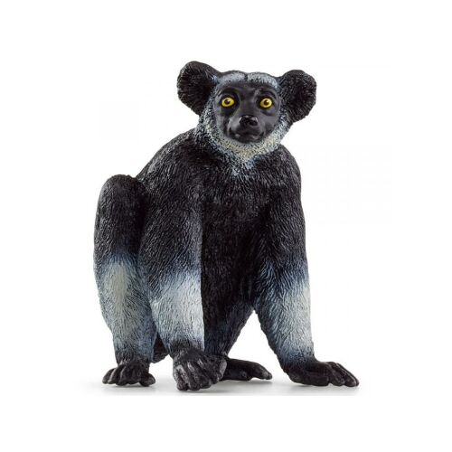 Schleich Indri figura, fekete-fehér maki játékfigura, valósághű állatmodell