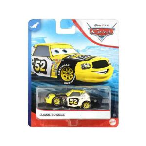 Mattel Disney Pixar Auti Claude Scruggs 1/55 model automobila, žuta i crna trkaća kola s brojem 52 - Igračka