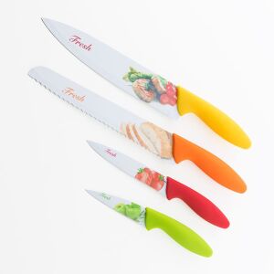 Koopman Fresh Style 4-teiliges Antihaft-Messerset, Edelstahl, mehrfarbig - Küchenmesser