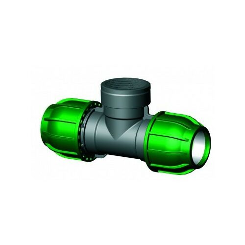 Irritec KPE T-idom, 25mm x 3/4 hüvelyk x 25mm, szürke és zöld - KPE idom