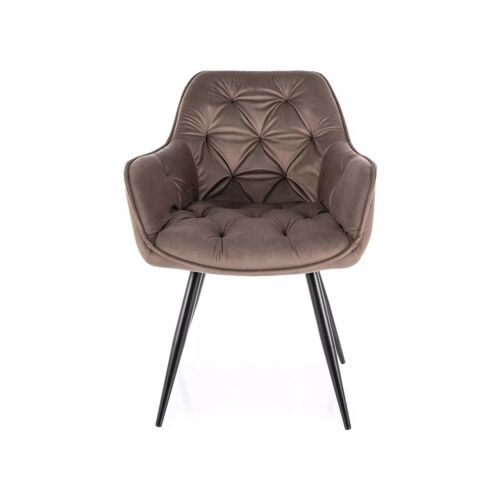 Cherry Velvet Cappuccino étkezőszék fekete fém lábakkal, modern, kárpitozott, kényelmes, stílusos