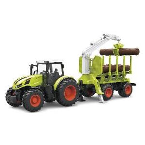 Buddy Toys BRC 24.512 RC Traktor rönk rakodóval, 1:24 méretarányú távirányítású játék traktor működő daruval és rönk pótkocsival - Távirányítós jármű