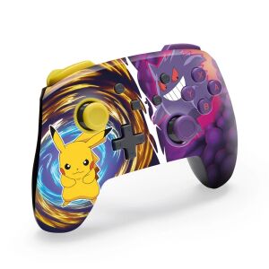 PowerA Enhanced Wireless Controller für Nintendo Switch, Pikachu vs Gengar Design, schräger Blick - PowerA