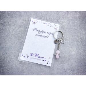 Pedagógus napra kulcstartó rózsakvarccal 128518567 - Ajándék kulcstartó