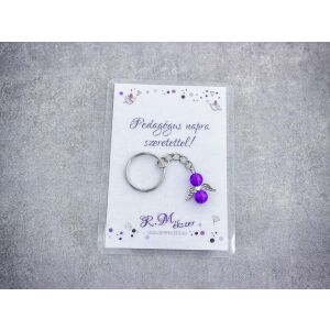 Pedagógus napra lila angyal medálos kulcstartó 128518584 - Ajándék kulcstartó