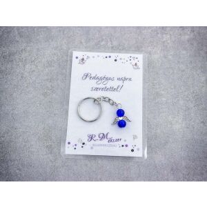 Pedagógus napra sötétkék angyal medálos kulcstartó 128518590 - Ajándék kulcstartó