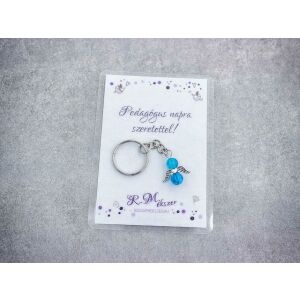 Pedagógus napra kék angyal medálos kulcstartó 128518593 - Ajándék kulcstartó