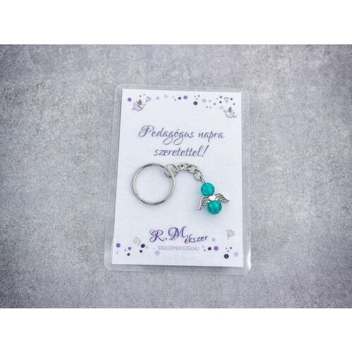 Pedagógus napra pávakék angyal medálos kulcstartó 128518597