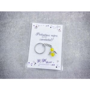 Pedagógus napra sárga angyal medálos kulcstartó 128518604 - Ajándék kulcstartó