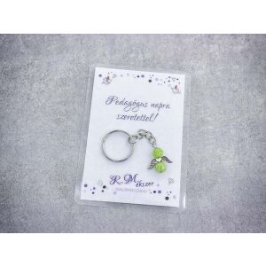 Pedagógus napra zöld angyal medálos kulcstartó 128518607 - Ajándék kulcstartó