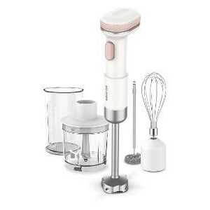 Sencor SHB 9130WH akkumulátoros botmixer tartozékokkal: habverő, aprító, mérőedény és tejhabosító - Sencor