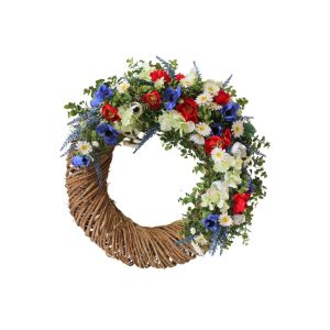 Kék-piros kopogtató ajtódísz 55cm 135832481 - Koszorú