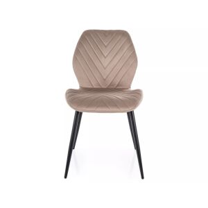 Mike Velvet étkezőszék, bézs bársony, fekete fém lábak, elülnézet - Signal