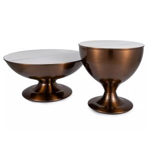 Salsa Kerek Dohányzóasztal Szett - 75cm, Márványhatású Kerámia 144361325 - Dohányzóasztal