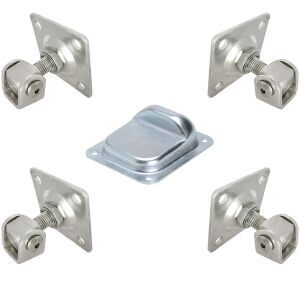 Torband-Set, verstellbar, M24, mit 120x120 mm Platte, 800 kg Tragkraft und Toranschlag, verzinkt, Höhe 50 mm, Basis 158x138 mm 136110779 - Befestigungsmittel