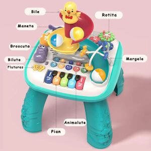 Multifunkčný vzdelávací stôl WePro Store pre deti, šmykľavka a klavír, zvuky a svetlá, káčatko, loptička, od 3 rokov 136120687 - WePro Store