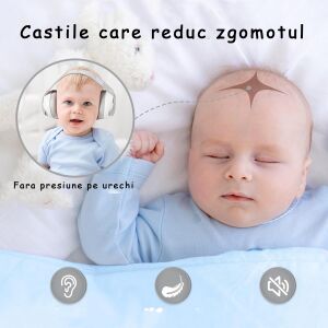 Ohrenschützer für Kinder und Babys 3-36 Monate WePro Store, Gehörschutz in lauten Umgebungen, sicheres Befestigungssystem für die Fontanelle, elastisches Kopfband, einfache Handhabung, Grau m