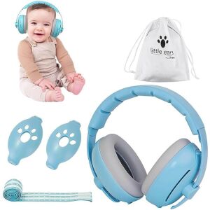 2-in-1-Ohrenschützer für Babys und Kinder von 3–48 Monaten, WePro Store, weiches und klassisches elastisches Kopfband, hervorragender Gehörschutz in lauten Umgebungen, Geräuschunterdrückung b