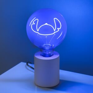 Disney Stitch LED Neon Glühbirnenlampe, blaues Licht, Keramiksockel, Glaskolben, auf einem weißen Tisch - Dekorative Lampen
