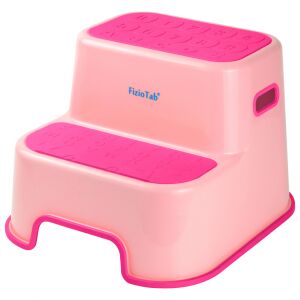 Розова двустепенна стъпка FizioTab® с цифри и букви на стъпалата - Свържете се с