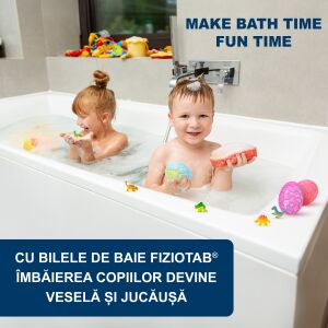 Комплект 6 бомбички за баня FizioTab Dino, Ефервесцентни, С изненада вътре, С етерични масла, Детски, Различни аромати и цветове 132915550