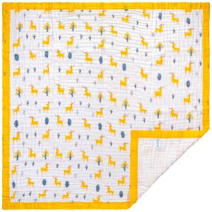 Paturica FizioTab® pentru Bebe, Muselina 6 Straturi, 110x110 cm, din bumbac, Model Cerbi 132948983 - Paturici bebe