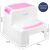 FizioTab® Kétlépcsős Fellépő, Fehér/Rózsaszín, Csúszásmentes Felülettel, Használható a Fürdőszobában vagy a Konyhában, Méretek: 36cm x 33cm x 26.5cm