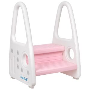 Стъпало FizioTab® с Дръжки, Антихлъзгаща Повърхност, Бяло/Розово - Свържете се с
