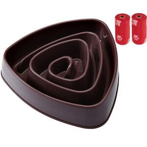 FizioTab® Evéslassító tál kutyáknak, kutya tál  habzsolás-gátló, csúszásgátló, műanyag, barna Szín 132950001 - Evéslassító kisállat tál