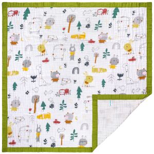 Paturica FizioTab® pentru Bebe, Muselina 6 Straturi, 110 x 110 cm, din Bumbac, Model Animale 132950194 - Paturici bebe