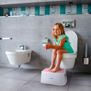 FizioTab Ocean Booster Стъпало за деца, Розово, Нехлъзгащо, Баня, Кухня, Обучение за тоалетна - Свържете се с
