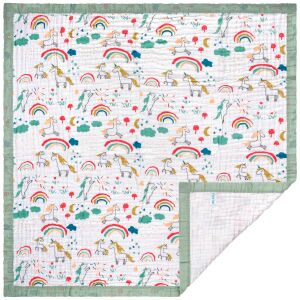 Paturica FizioTab® pentru Bebe, Muselina 6 Straturi, 110 x 110 cm, din bumbac, Model Unicorni 132951619 - Paturici bebe