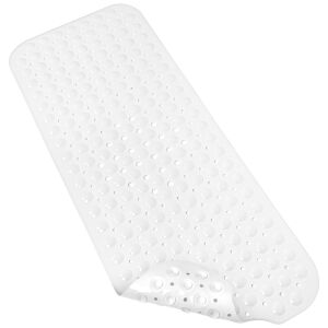 Бадената постелка FizioTab®, бяла, 100 cm x 40 cm, противоплъзгаща, с дренажни отвори - Обзавеждане за баня