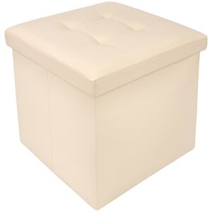 FizioTab® tároló zsámoly, bézs színű ökobőrből, 38x38x38 cm - Lábtartó, puff