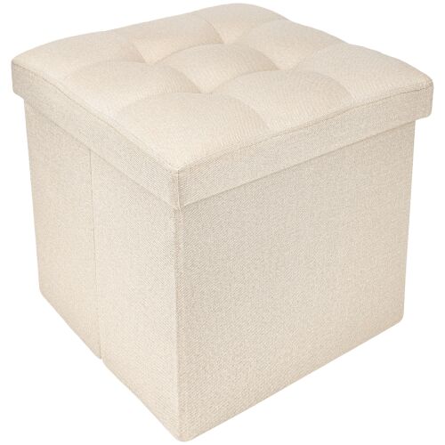 FizioTab Összecsukható ülőke tárolóhellyel, textil, kocka 38X38X38 cm, bézs