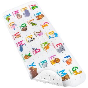 Covoraș de baie antiderapant FizioTab Alphabet cu design alfabet animalier - Antialunecare și mâner