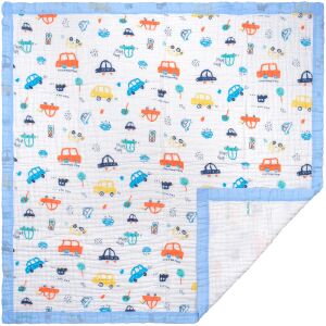 Paturica FizioTab® pentru Bebe, Muselina 6 Straturi, 110x110 cm, din Bumbac, 0-5 Ani, Model Masinute 132953071 - Paturici bebe