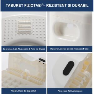 FizioTab® WC-zsámoly, összecsukható, fehér, csúszásgátló felülettel, könnyű és teljes ürítéshez, felnőtteknek és gyermekeknek, 18 cm magas - Fellépő