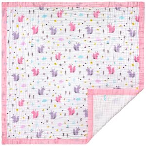 Paturica FizioTab® pentru Bebe, Muselina 6 Straturi, 110 x 110 cm, din bumbac, Model Veverite 132911800 - Paturici bebe