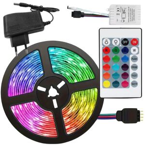 S DEPOT® öntapadó RGB LED szalag, 10 méter, szegmentált, távirányítóval, fény- és színbeállító funkcióval, speciálisan alacsony energiafogyasztáshoz, több mint 50 000 óra használat